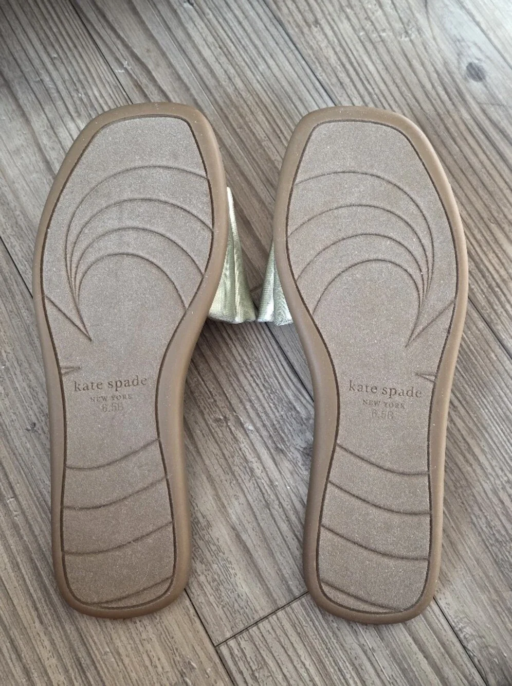 kate spade New York Metallic Gold Bow Slide Sandals